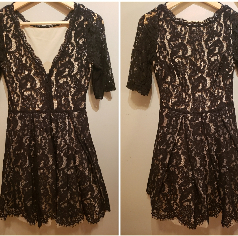 Bebe black and golden dress